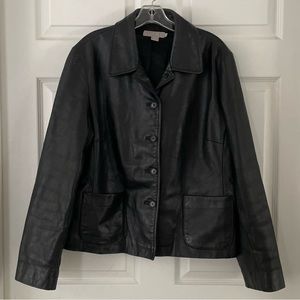 J Crew black leather jacket size XL